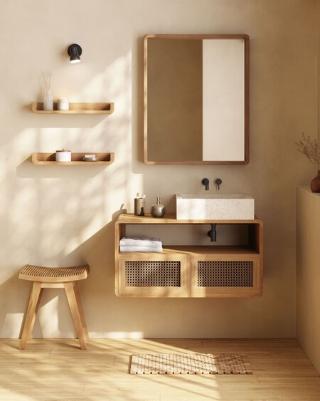 Más madera en el cuarto de baño con estos muebles y accesorios de madera natural Más madera en el cuarto de baño con estos muebles y accesorios de madera natural
